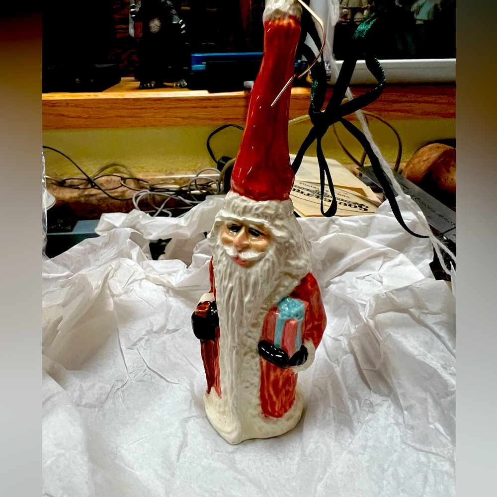 6” Handmade Ceramic Santa Christmas Ornament